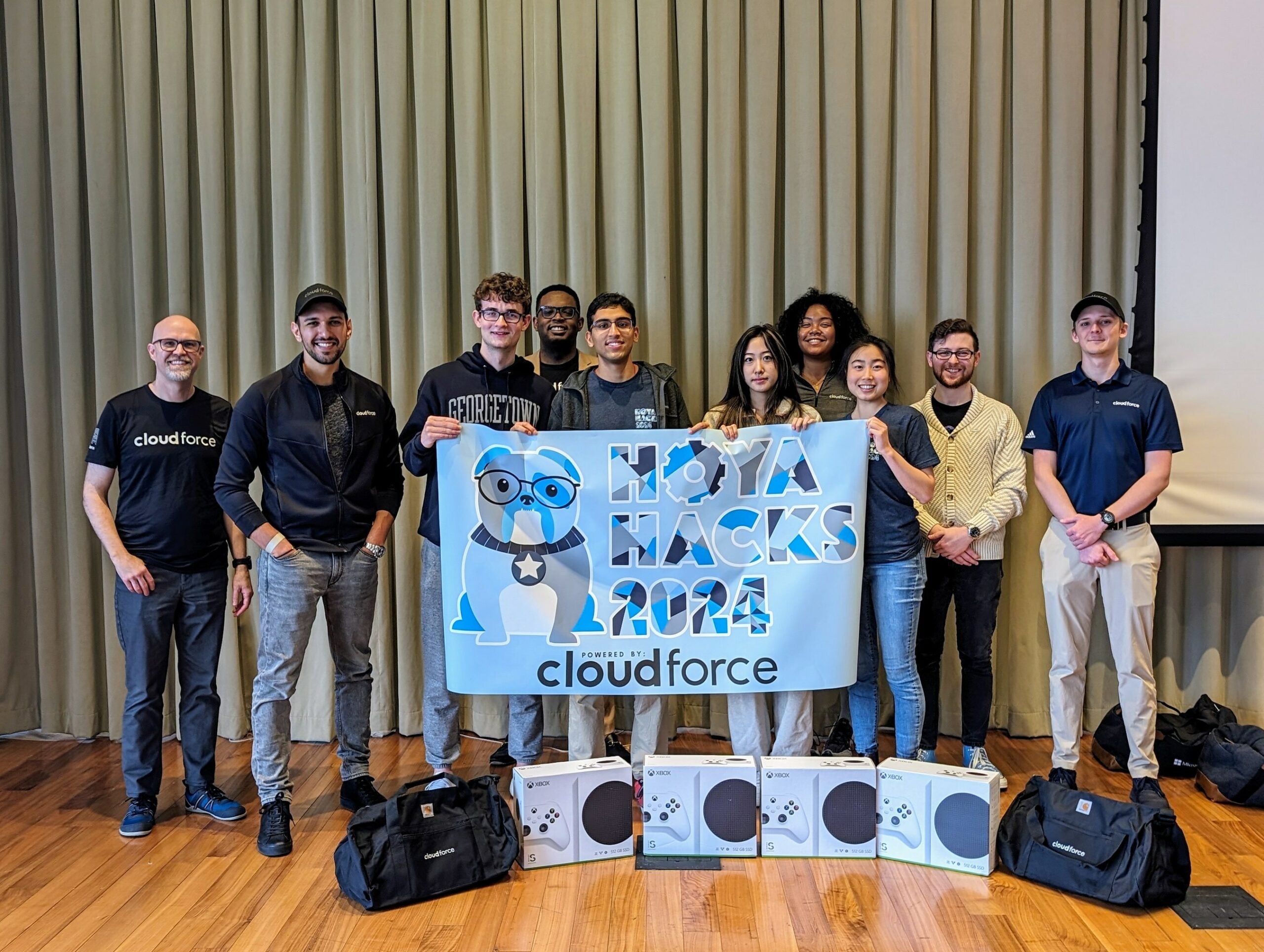 Georgetown students Annika Lin, Maggie Shen, Reed Uhlik and Sameer Tirumala were awarded the Cloudforce-Microsoft AI Track prize