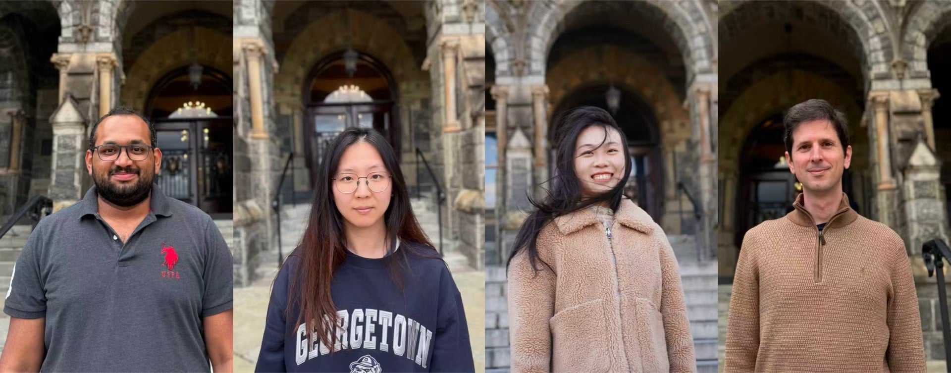 3 graduate students and faculty advisor pose for a photo 3 graduate students and faculty advisor pose for a photo
